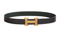 HERMES Leather Belts Women's Dark Gray/Dark Green