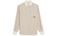 CELINE SS21 Women's Stripe Carriage Embroidery Long-Sleeve Shirt Beige