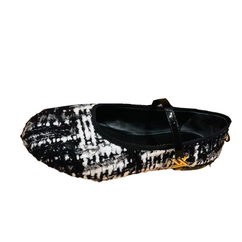 LOUIS VUITTON Flat Mary Jane Shoes Women's Black