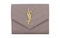 SAINT LAURENT CASSANDRE Calfskin Wallet Women's Gray