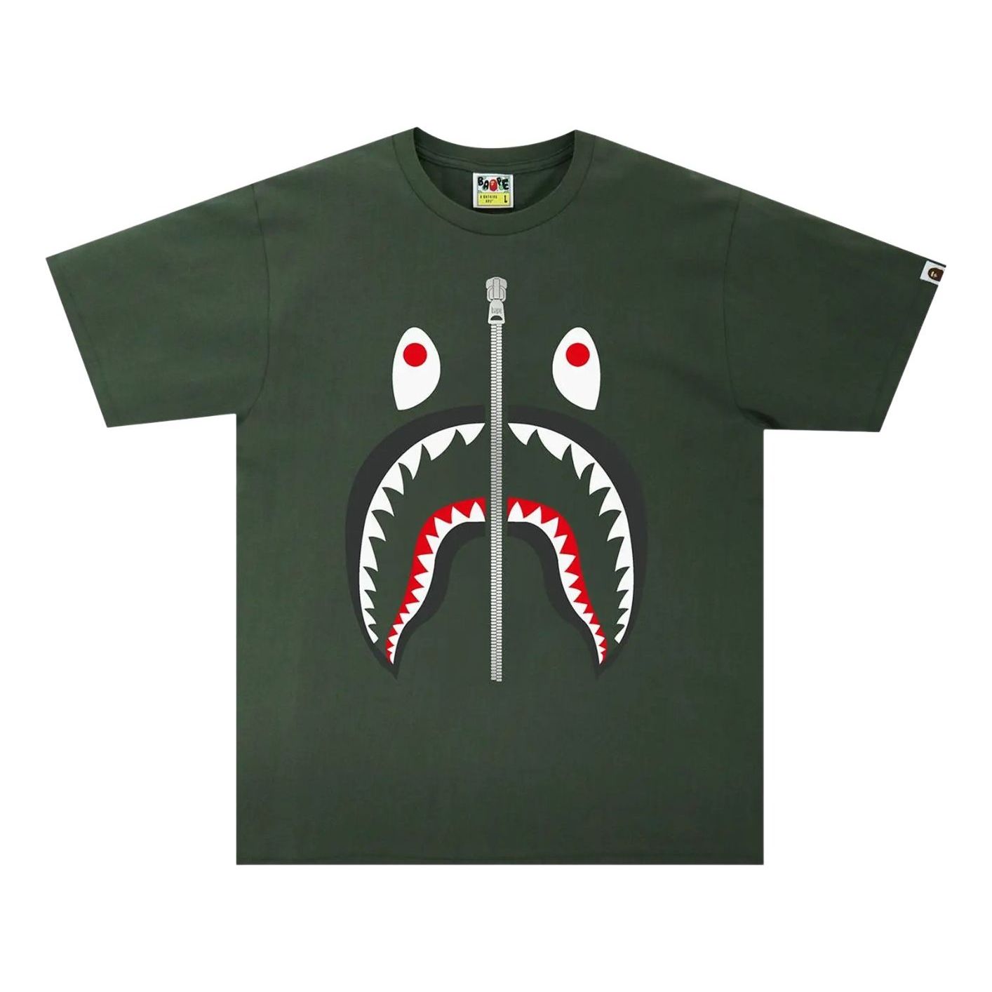 BAPE Shark Tee 'Olive Drab' 1H80-110-003