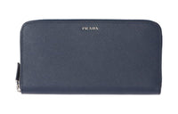 PRADA Saffiano Calfskin Wallet Men's Marine Blue & Light Gray
