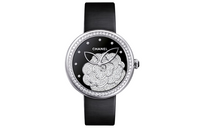 CHANEL Wrist Watch Automatic Mechanical Movement Satin Strap Black Dial Women's Watch