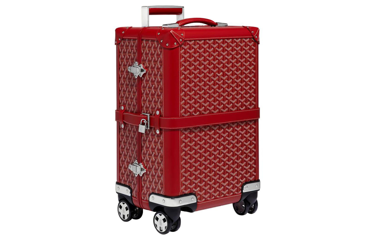 GOYARD Bourget Canvas With Leather Trolley Bag Women's Red