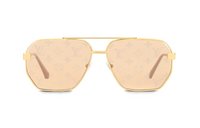 LOUIS VUITTON Alloy Irregular Shape Sunglasses Men's Gold