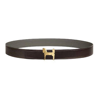 HERMES Leather Leather Belts Unisex Gray/Brown Width: 3.2cm