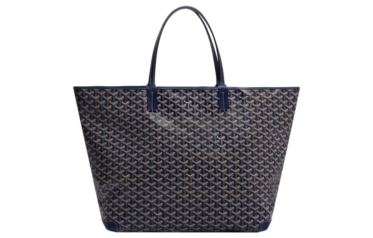 GOYARD Artois Canvas With Leather Tote Bag Shopping Bag Shoulder Bags Handbags Large Size Unisex Marine Blue