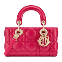 DIOR Wicker Pattern Sheepskin Shoulder Bag Crossbody Bag Handbag Extra Mini Women's Rose Red
