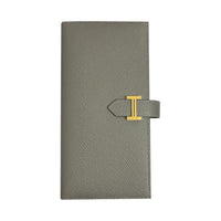 HERMES Bearn Leather Wallet Women's 0L Grismeyer Cumulus Gray