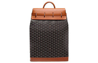 GOYARD Steamer Canvas With Leather Backpack Small Size Unisex Black/Tan