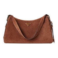 PRADA Cow Leather Shoulder Bag Tubas Women's Cocoa Brown