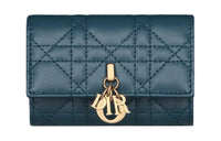 DIOR Lambskin Wallet Women's Dark Blue