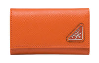 PRADA Saffiano Leather Key Pouch Men's Papaya Yellow