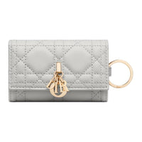 DIOR Lambskin Key Pouch Women's Mist Gray