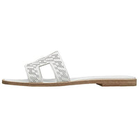 HERMES Oran Cut-Out Slide Slippers Women's White