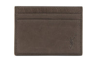 SAINT LAURENT Leather Card Holder Men's Deep Coal Gray