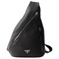 PRADA Cross Leather Crossbody Bag Shoulder Bag Men's Black