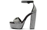 PRADA 135mm Crystal Platform Sandals Black Satin