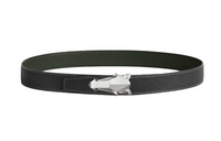 HERMES Horse Head Decoration Leather Belts Men's Black Width 3.2CM