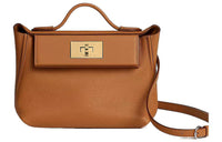 HERMES 24/24 Evercolor & Swift Calfskin Shoulder Bag Women's Gold Brown