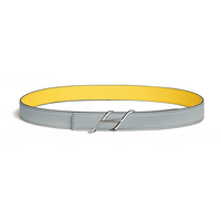 HERMES Calfskin Metal Palladium Plated Leather Belts Women's Gray/Yellow Width 2.4CM
