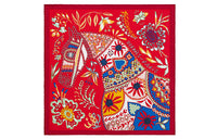 HERMES Silk Scarves Women's Red/Blue/Yellow