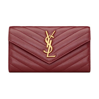 SAINT LAURENT Sheepskin Wallet Large Size Women's Merlot Red