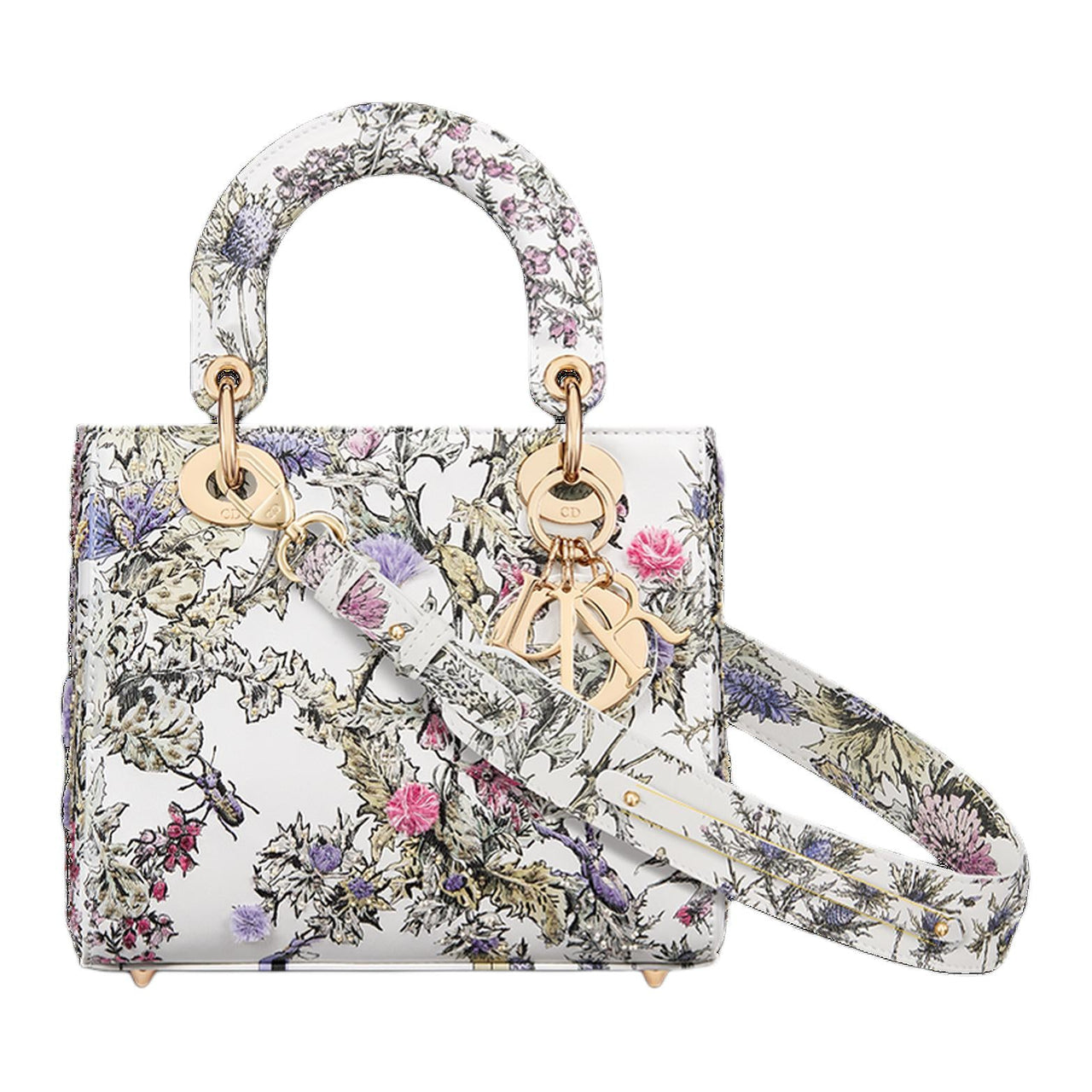 DIOR Lady Dior Sheepskin Lady Dior Bag, Shoulder Bag, Crossbody Bag, Handbag Trumpets Women's Milk White & Multicolor