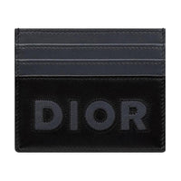 DIOR Smooth Cow Leather Card Holder Men's Dark Gray