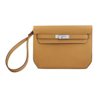 HERMES Kelly Depeches Togo Calfskin Clutch Men's 4B Biscuit Cookie