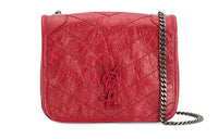 SAINT LAURENT Leather Wallet Crossbody Bag Shoulder Bag Women's Red