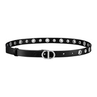 DIOR Cow Leather Leather Belts Women's Black 1.7CM