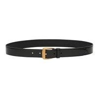 SAINT LAURENT Calfskin Leather Belts Unisex Black Width  3cm