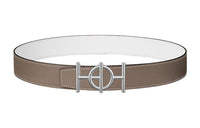 HERMES Urban Silver Buckle Epsom Calfskin Double-Sided Leather Belt Men's Elephant Gray/White Width: 3.8cm