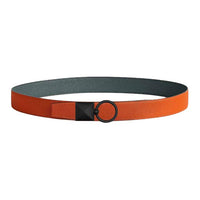 HERMES Calfskin Leather Belts Men's Orange Width 3.2CM