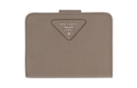PRADA Leather Wallet Small Size Women's Gray