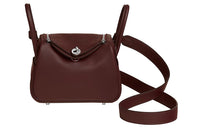 HERMES Lindy Swift Leather Handbag Shoulder Bag Crossbody Bag Mini Women's Red Brown