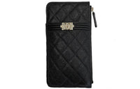 CHANEL Cow Leather Clutch Women's Black