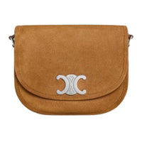 CELINE BesaceTriomphe Calfskin Shoulder Bag Crossbody Bag Medium Size Men's Brown