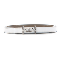 HERMES Calfskin Palladium Silver Leather Belts Women's Silver/Brown Width 1.3CM