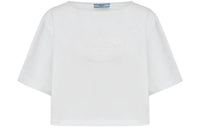 PRADA Logo Appliqué Boat Neck T Shirt