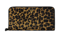 PRADA Leather Wallet Women's Leopard Print