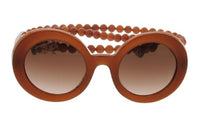 CHANEL Irregular Shape Sunglasses Women's Brown