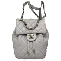 CHANEL Leather Backpack Women's Gray