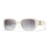 CHANEL Acetate Jacquard Square Sunglasses Unisex White