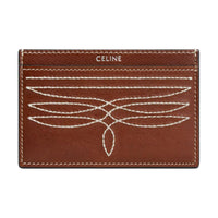 CELINE Cow Leather Card Holder Women's Brown