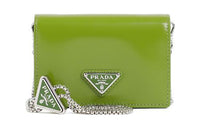 PRADA Calfskin Shoulder Bag Crossbody Bag Wallets Women's Green
