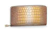 LOUIS VUITTON Zippy High-Gloss Crocodile Leather Wallet Women's Gold