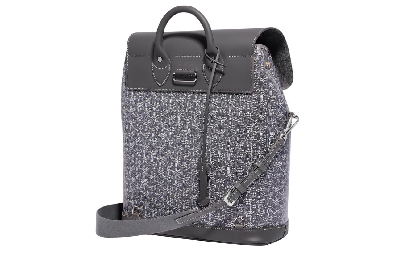 GOYARD Alpin Canvas With Leather Backpack Medium Size Unisex Gray