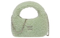 MIU MIU Shearling Hobo Bag One Shoulder Handbags Women's Light Green